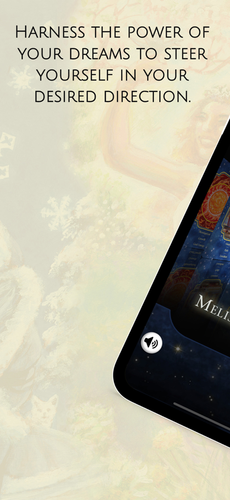 Angel Dreams Oracle Cards - Einführungsbildschirm der Angel Dreams Oracle Cards App mit spirituellem Text über die Kraft von Träumen.