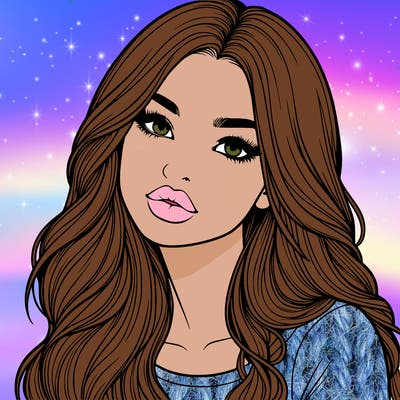 realistic girl with hair on her hair and lips