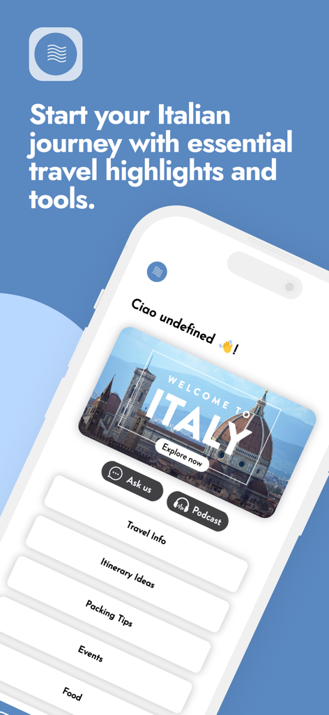 Untold Italy Travel Guide - The Untold Italy Travel Guide app home screen showcasing regional highlights and planning tools.