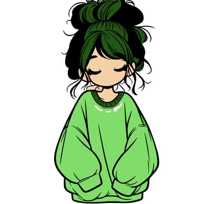 girl with baggy sweatshirt and messy bun