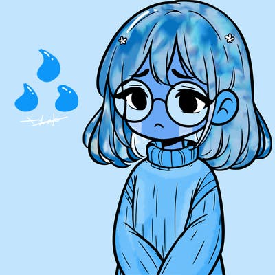 sad girl with glasses in a sweater