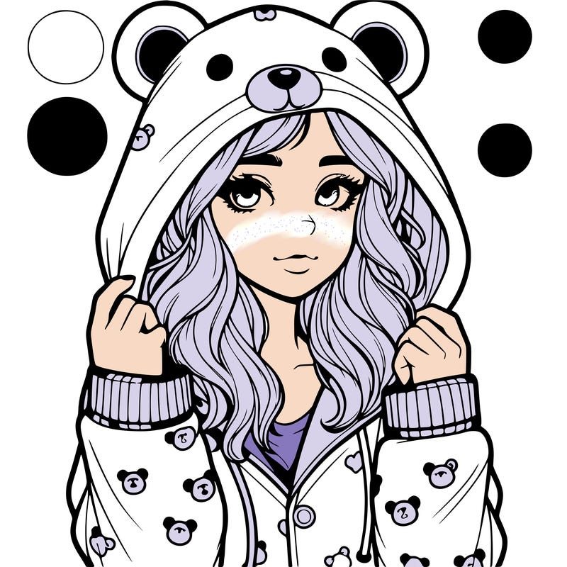 realistic girl in a animal pjs hoodie