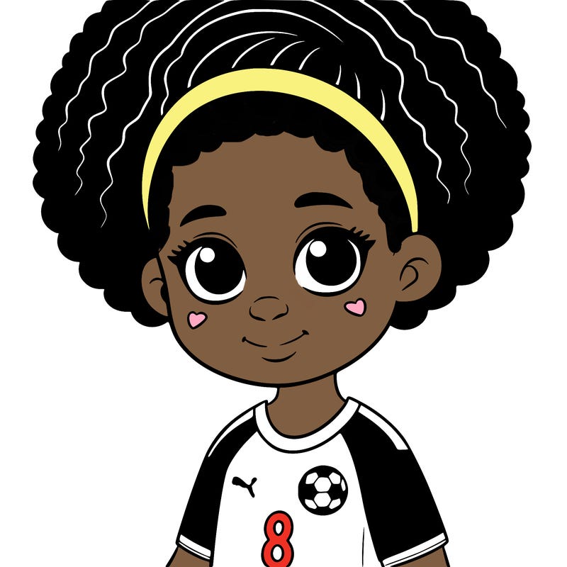a young black girl wearing a senegalese soccer jersey