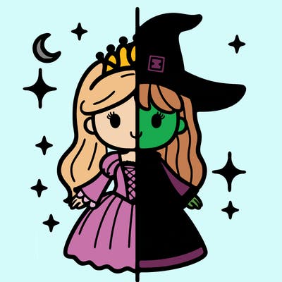 split princess and witch