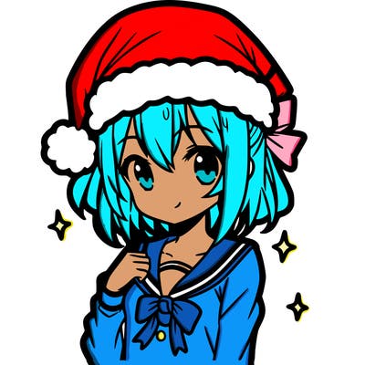 anime girl wearing a santa hat