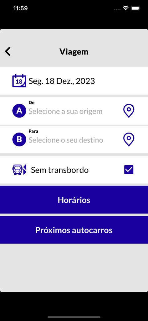 myBO - Trip planning screen in the myBO app showing options to select origin, destination, date, and view bus schedules.