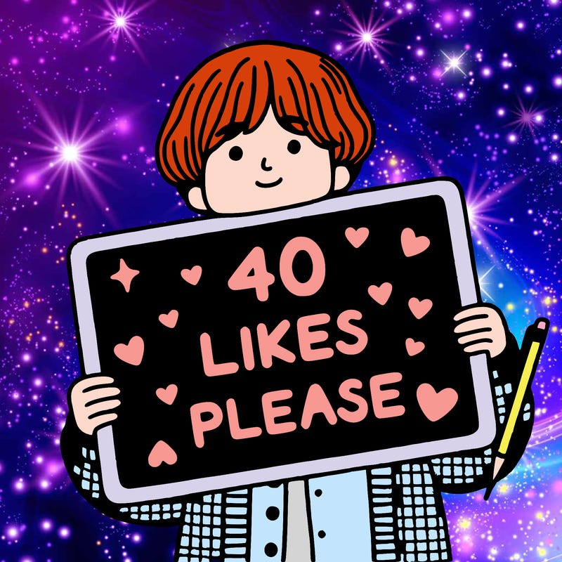 girl holding a blackboard that says 40 likes please🥺