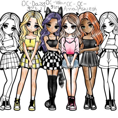 a group of girls realistic