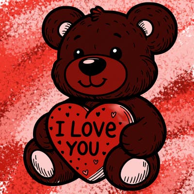 teddy bear holding an i love you heart