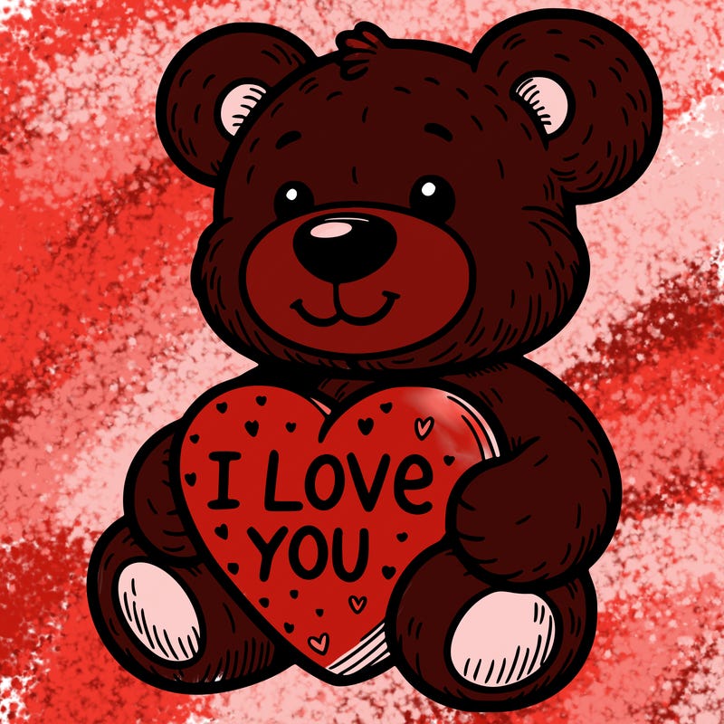 teddy bear holding an i love you heart
