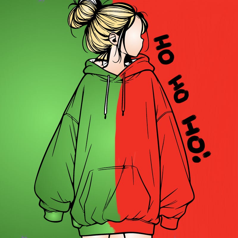 realistic girl with a oversized sweatshirt on and a bun