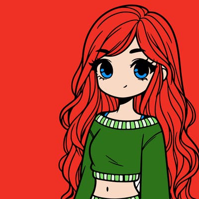 girl with long hair and a crop top with a sweater