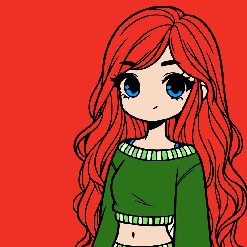 girl with long hair and a crop top with a sweater