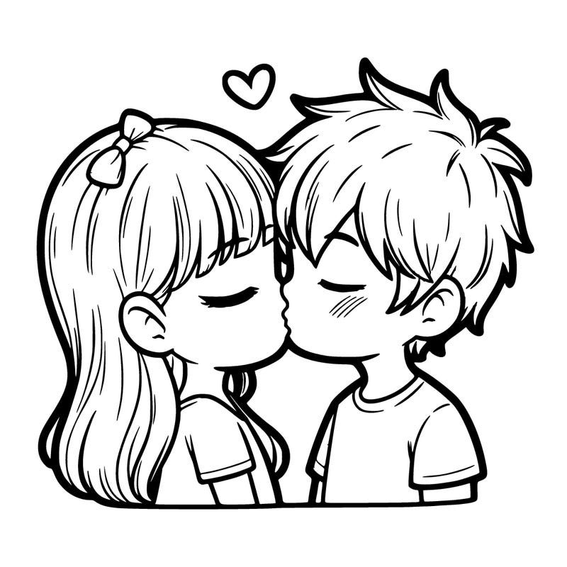 a girl and a boy kissing