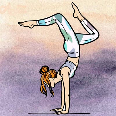 a woman doing a handstand