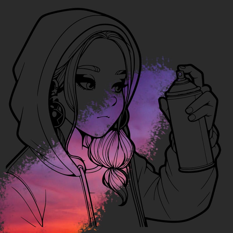 a realistic girl, spray painting