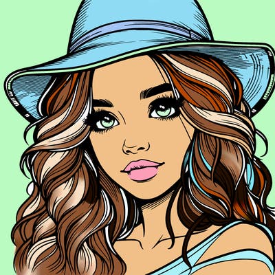 realistic girl with hat