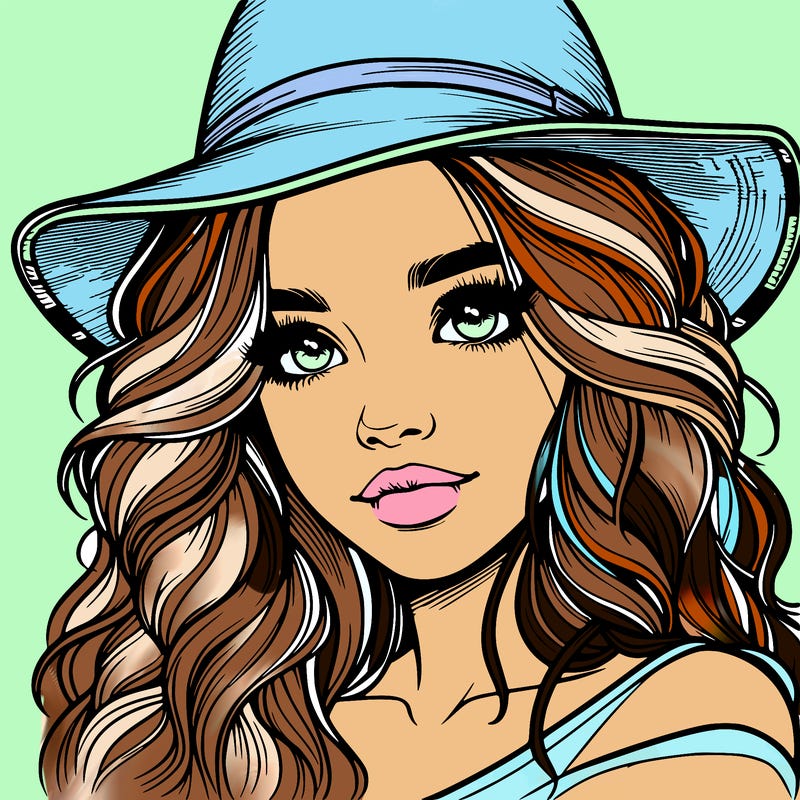 realistic girl with hat