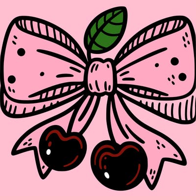 small bow with two cherries attached