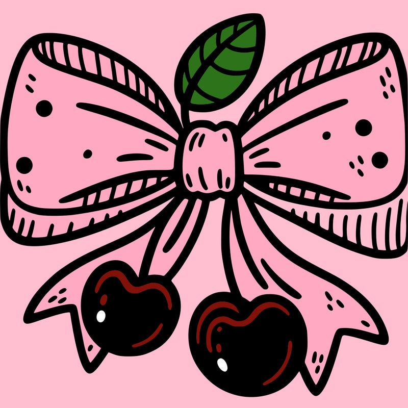 small bow with two cherries attached