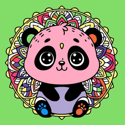 cute baby panda animal mandala