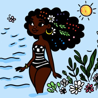 african woman in a swimsuit