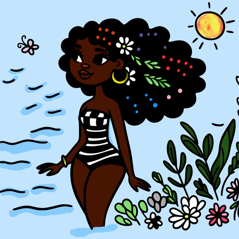african woman in a swimsuit