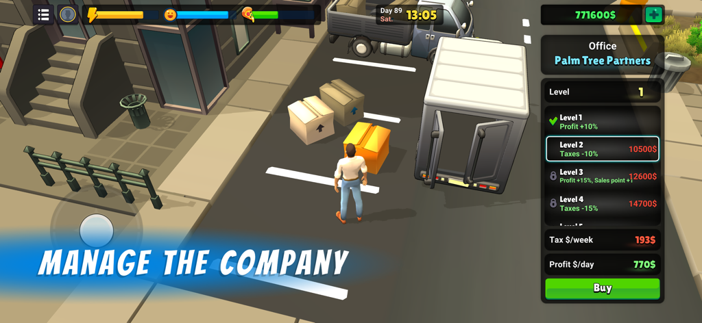 L.A. Story - Life Simulator - Character managing a delivery company in L.A. Story Life Simulator