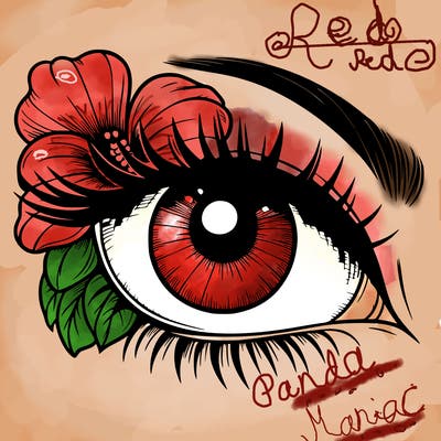 realistic eye with flower