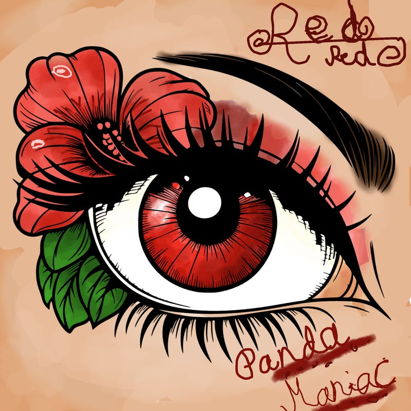 realistic eye with flower