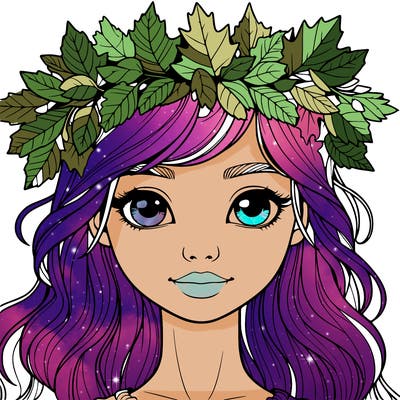 realistic girl with fall leaf crown