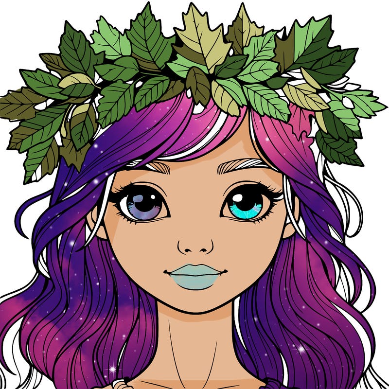 realistic girl with fall leaf crown