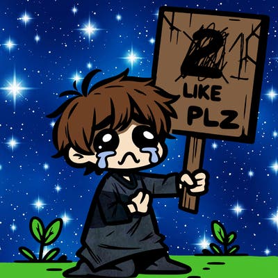 small poor toddler crying with sign that says 2 like plz