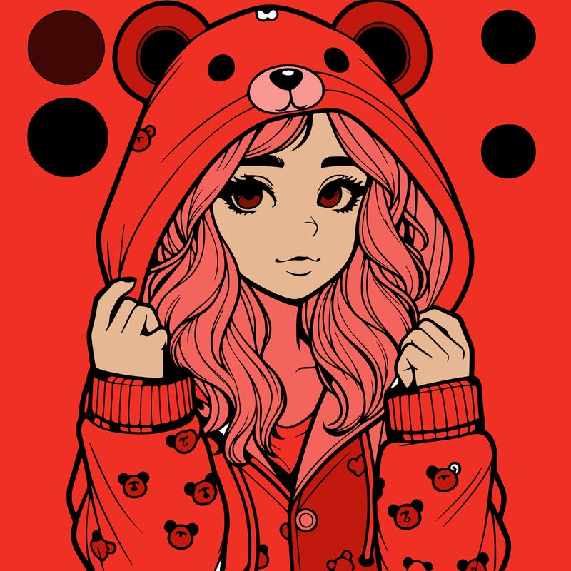 realistic girl in a animal pjs hoodie