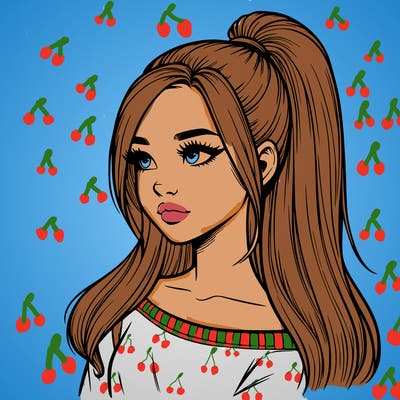 realistic girl with a high ponytail