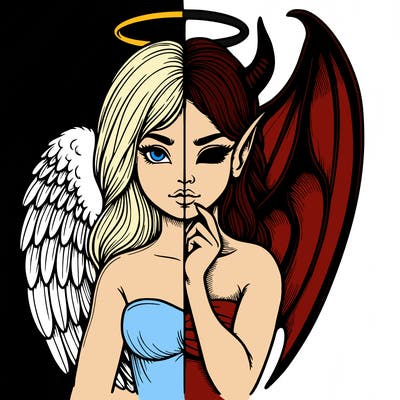 realistic angel half demon