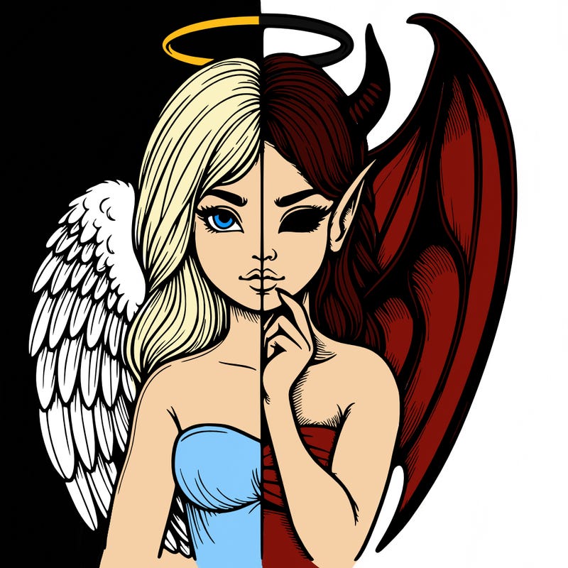 realistic angel half demon