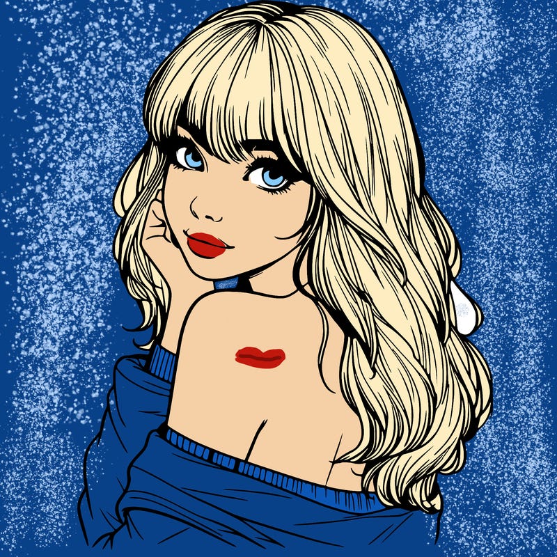 realistic girl with bangs looking over her shoulder