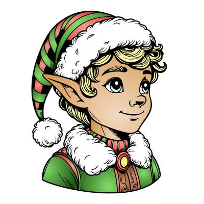 realistic elf with santa hat