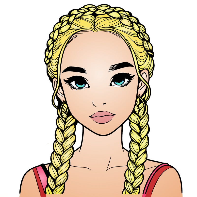 realistic girl with braids