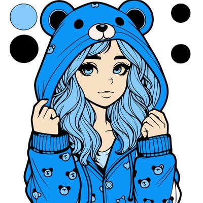 realistic girl in a animal pjs hoodie
