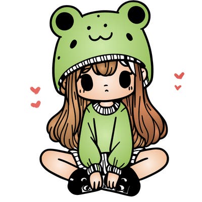 a girl wearing a frog hat and some frog socks