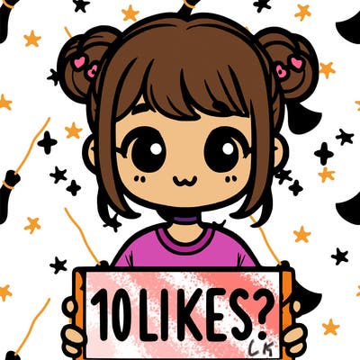 cute girl that is holding a sign that says 10 likes?