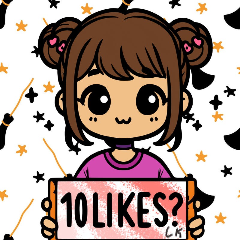 cute girl that is holding a sign that says 10 likes?