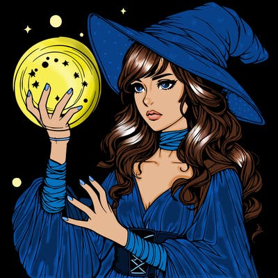 realistic women sorcerer using magic