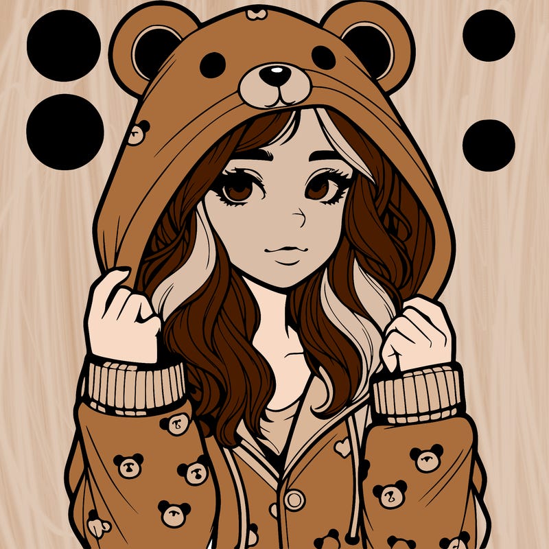 realistic girl in a animal pjs hoodie