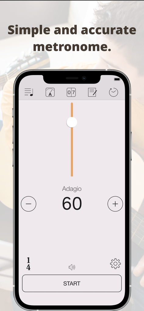 Smart Metronome app interface showing 60 BPM tempo and realistic pendulum