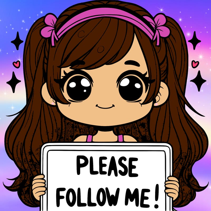 a girl holding  a sign  saying please  follow  me