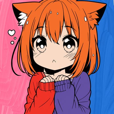 shy anime catgirl