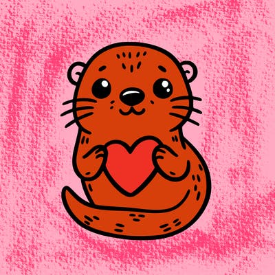 otter with a heart